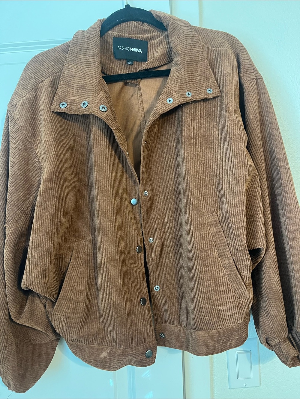 Fashion Nova Brown Corduroy Bomber Jacket Size S